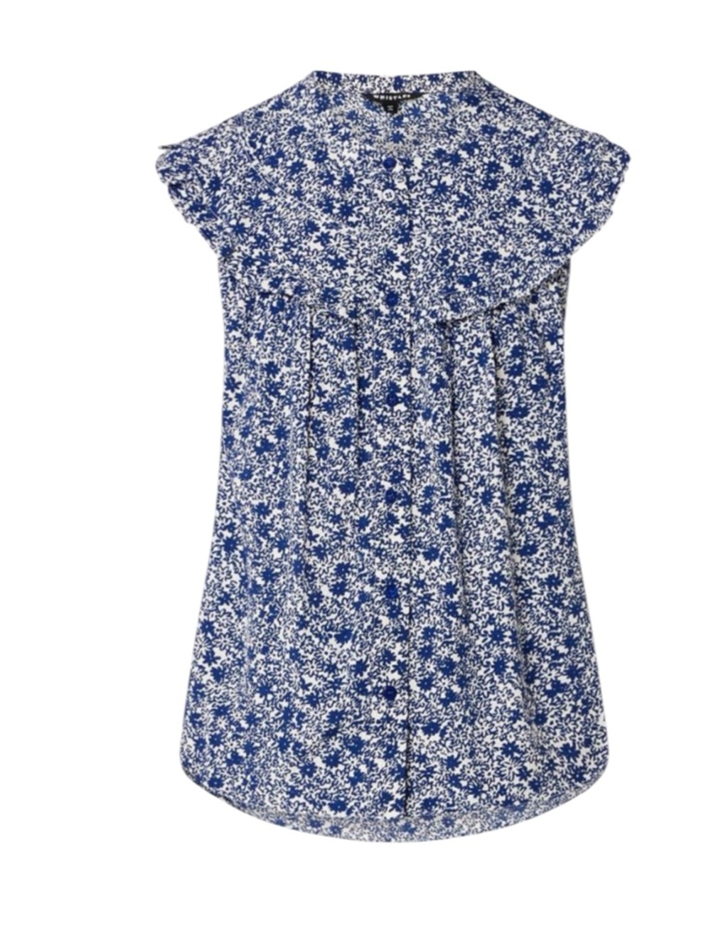 NWT Whistles Women’s Twin Daisy Print Blouse Floral Ruffle Yoke Tunic Twee